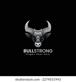 Vector Logo Illustration Bull Strong Gradient Colorful Style