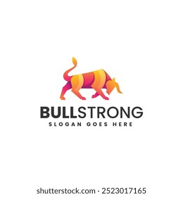 Vector Logo Illustration Bull Strong Gradient Colorful Style