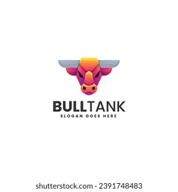 Vector Logo Illustration Bull Tank Gradient Colorful Style