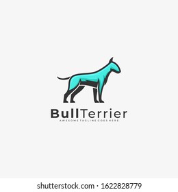 Vector Logo Illustration Bull Terrier Mascot Cartoon