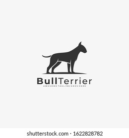 Vector Logo Illustration Bull Terrier Silhouette