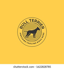 Vector Logo Illustration Bull Terrier Vintage Badge