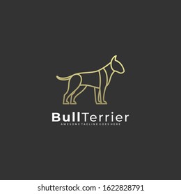 Vector Logo Illustration Vector Logo Illustration Bull Terrier pose Line Art Style