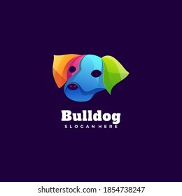 Vector Logo Illustration Bulldog Gradient Colorful Style.