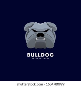 Vector Logo Illustration Bulldog Head Colorful Style.