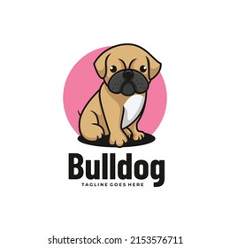 Vector Logo Illustration Bulldog Mascot Cartoon Style.