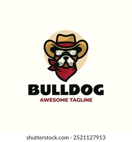 Vector Logo Illustration Bulldog Mascot Cartoon Style