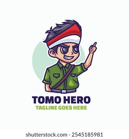 Ilustração de logotipo de vetor Bung Tomo Mascot Estilo de desenho animado