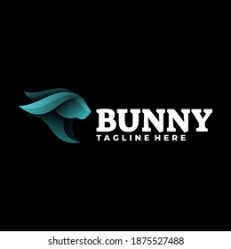 Vector Logo Illustration Bunny Gradient Colorful Style.