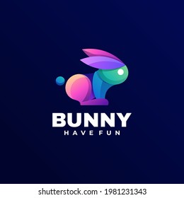 Vector Logo Illustration Bunny Gradient Colorful Style.