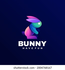 Vector Logo Illustration Bunny Gradient Colorful Style.