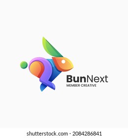 Vector Logo Illustration Bunny Gradient Colorful Style.