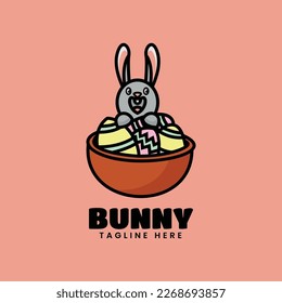 Ilustración con logotipo vectorial Estilo de caricatura de mascota Bunny.