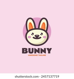 Vector Logo Illustration Bunny Mascot Cartoon Style.