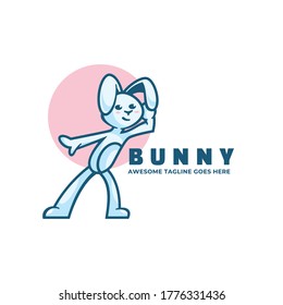 Vector Logo Illustration Bunny Simple Mascot Style.