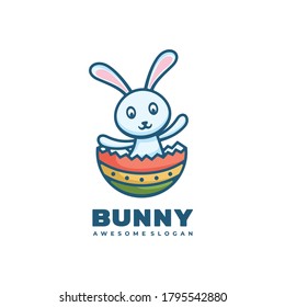 Logotipo vectorial Ilustración Bunny Estilo de mascota simple.