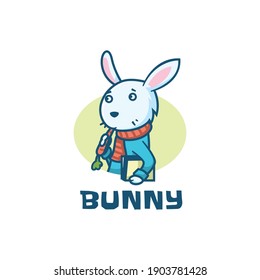 Vector Logo Illustration Bunny Simple Mascot Style.