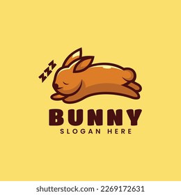Vector Logo Illustration Bunny Simple Mascot Style.