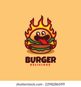 Vector Logo Illustration Burger Mascot Cartoon Style.