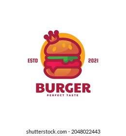 Vector Logo Illustration Burger Simple Mascot Style.