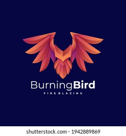 Vector Logo Illustration Burning Bird Gradient Colorful Style.