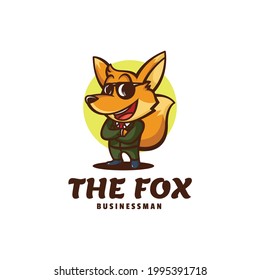 Vector Logo Illustration Businessman Fox Mascot Cartoon Style.