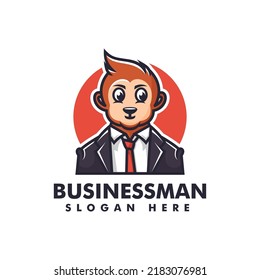 Vector Logo Illustration Businessman Mascot Cartoon Style.