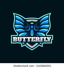 Vector Logo Illustration Butterfly E Sport and Sport Style.