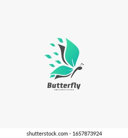 Vector Logo Illustration Butterfly Elegant Silhouette Style