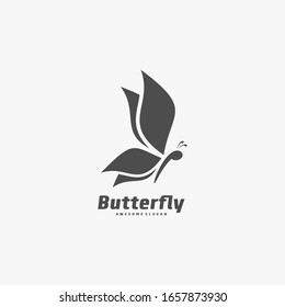 Logo Vector Ilustración Mariposa Elegante Estilo Silhouette