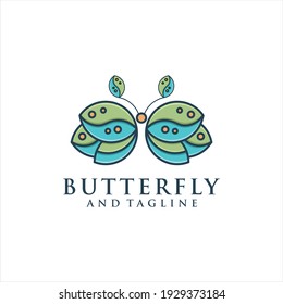 Vector Logo Illustration Butterfly, Elegant Gradient Colorful Style