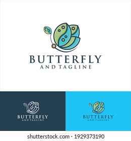 Vector Logo Illustration Butterfly, Elegant Gradient Colorful Style