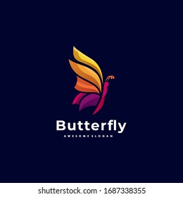 Vector Logo Illustration Butterfly Gradient Colorful Style.