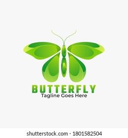 Vector Logo Illustration Butterfly Gradient Colorful Style.