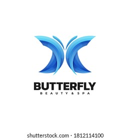 Logo Vector Ilustración Estilo de color degradado de mariposa.