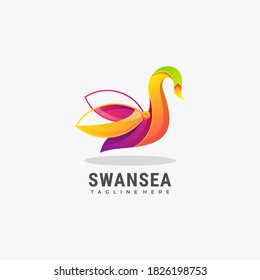 Vector Logo Illustration Butterfly Gradient Colorful Style.