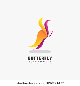 Logo Vector Ilustración Estilo de color degradado de mariposa.