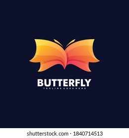 Vector Logo Illustration Butterfly Gradient Colorful Style.