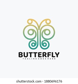 Vector Logo Illustration Butterfly Gradient Colorful Style.