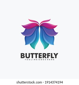 Logo Vector Ilustración Estilo de color degradado de mariposa.