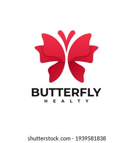 Vector Logo Illustration Butterfly Gradient Colorful Style.