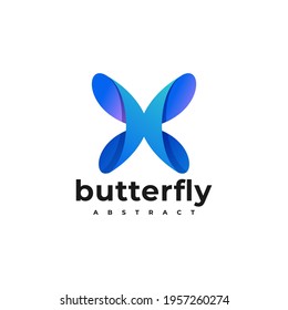 Vector Logo Illustration Butterfly Gradient Colorful Style.