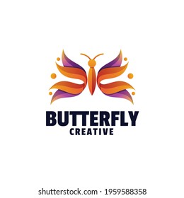 Vector Logo Illustration Butterfly Gradient Colorful Style.