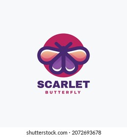 Vector Logo Illustration Butterfly Gradient Line Art Style.