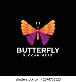 Logo Vector Ilustración Estilo de color degradado de mariposa.