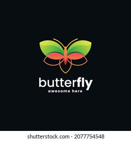 Logo Vector Ilustración Estilo de color degradado de mariposa.