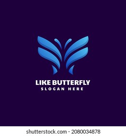 Vector Logo Illustration Butterfly Gradient Colorful Style.