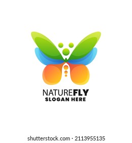 Vector Logo Illustration Butterfly Gradient Colorful Style.
