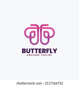 Vector Logo Illustration Butterfly Gradient Line Art Style.