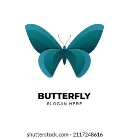 Vector Logo Illustration Butterfly Gradient Colorful Style.